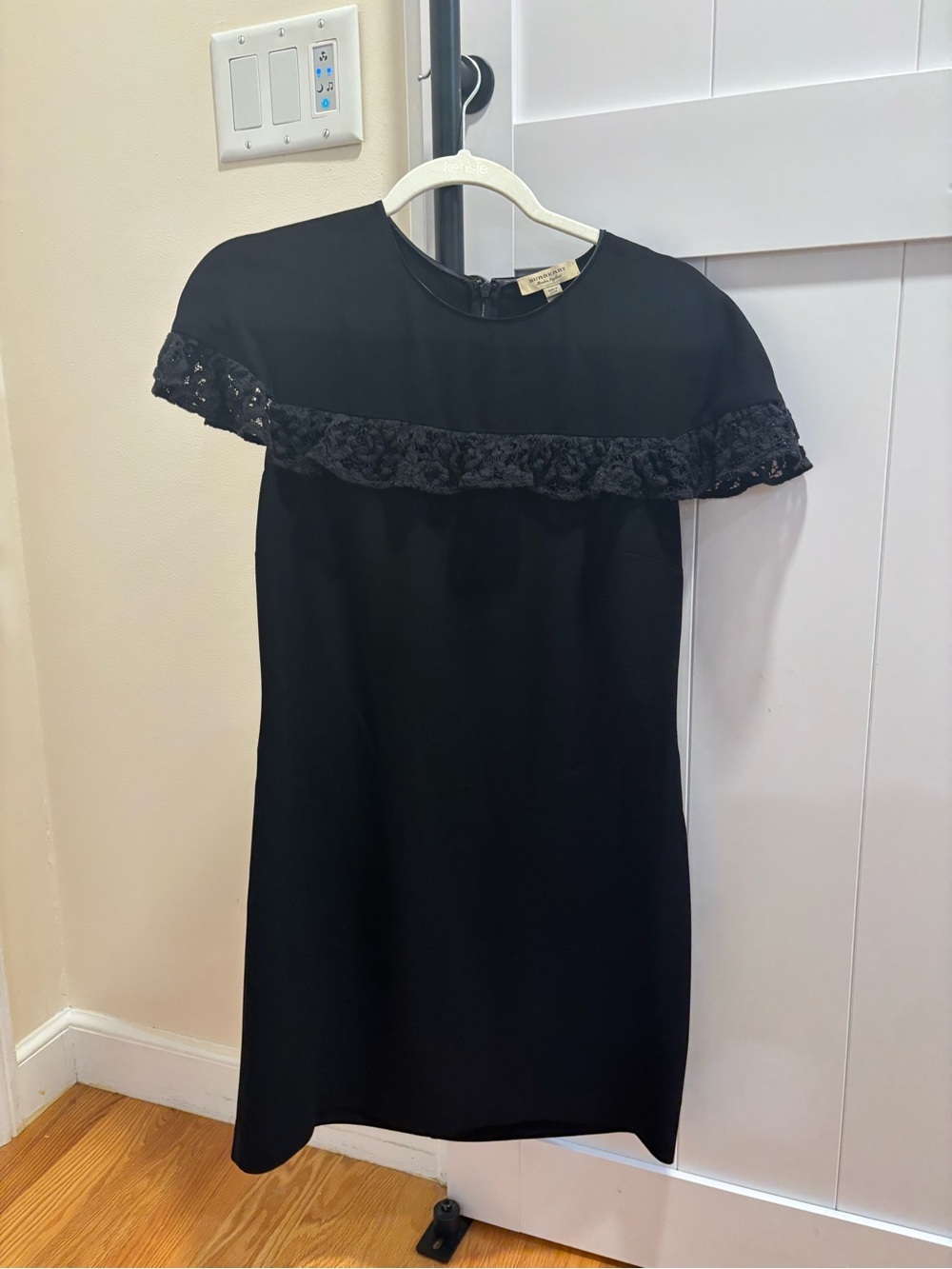 Burberry Black Lace-Trim Mini Dress